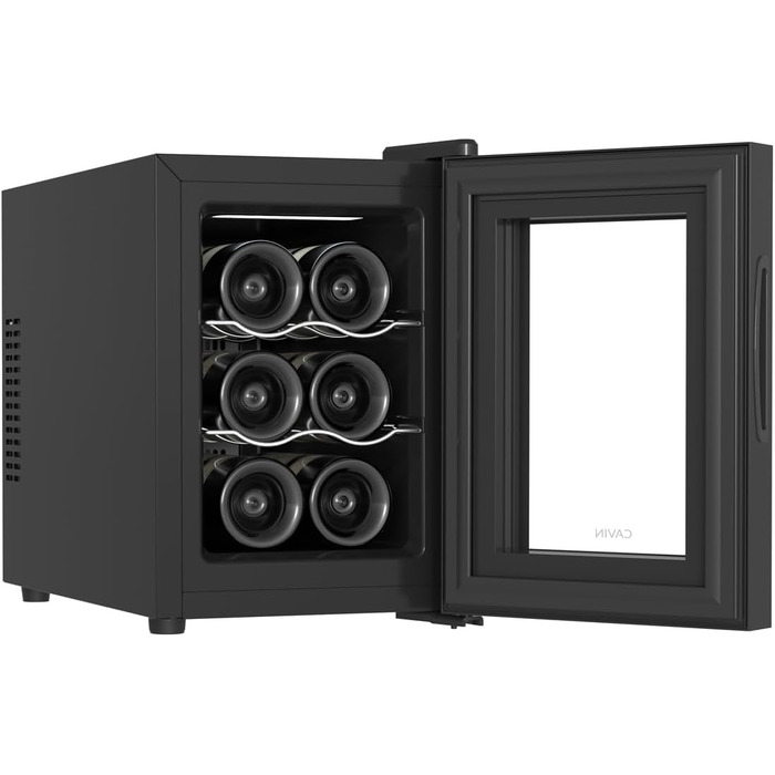 Малий винний холодильник до 6 пляшок чорний Cavin