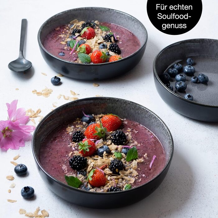 Из фарфора антрацита Buddha Bowl Bowl на 6 персон Как суповая тарелка, салатница и набор миска для хлопьев, 6 шт., Smoothie Bowl