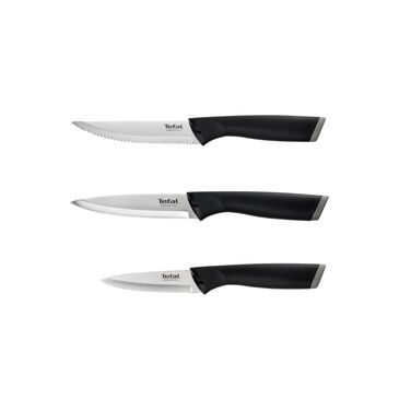 Tefal Набор ножей Essential, 3шт, нержавеющая сталь, пластик, черный, нержавеющая сталь, пластик