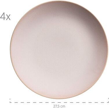 Набір посуду MSER 931545 Ossia для 4 осіб у середземноморському вінтажному образі, комбінований сервіз із 16 предметів у рожевому кольорі, кераміці