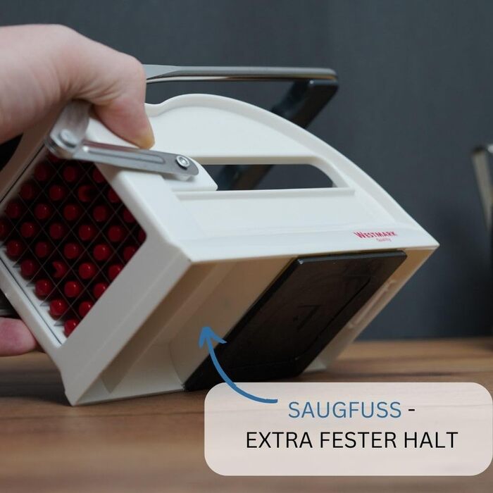 Нож для картофеля фри Westmark - легко готовьте овощные палочки, картофель фри и т.д. с помощью мягкого на ощупь рычага - Овощерезка с 3 вставками из нержавеющей стали (белый-антрацит) Резак Easy Stix