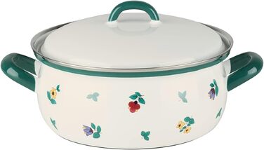 Каструля з кришкою 20 см, біла з розкиданими квітками Riess
