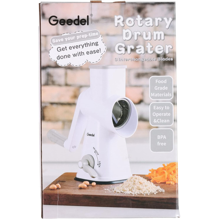 Терка для сиру/овочів із 3 знімними лезами білий Geedel