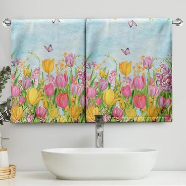 Різдвяні кухонні рушники Kwlegh, рушник для рук, різдвяна ялинка, цукерка-тростина, сніжинка, рушник для пальців, набір з 2 шт. , милий чоловічий банний рушник, високопоглинаючі рушники, 36 x (тюльпан і метелик)