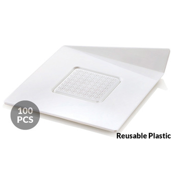 SET 100 WHITE TRAYS - SQUARE 83X83 MM Подложка