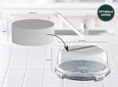 Коробка для транспортування торта з кришкою, капюшоном і ручкою. Коробка для зберігання, контейнер для торта, тарілка для торта, контейнер для торта, коробка для торта, тарілка для торта, начинка для торта, дзвіночок для торта - (антрацит, круглий)