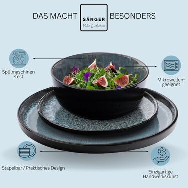 Кам&39яні миски для пасти 6 предметів, набір мисок для пасти на 6 осіб, набір мисок можна мити в посудомийній машині та мікрохвильовій печі, велика багатофункціональна миска темно-сірого кольору 750 мл VALUE COLLECTION (Маніла, набір посуду з 24 предметів