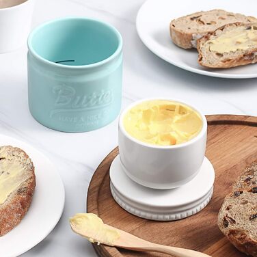 Баночка для масла порцелянова 192 мл, блакитна Dowan