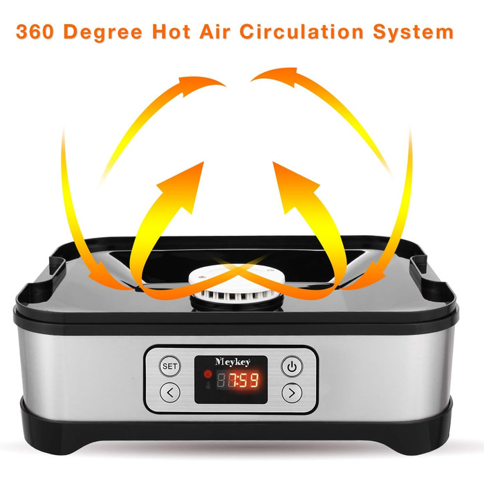 Дегидратор на 8 полок с контролем температуры, 400 Вт серебристый COOCHEER