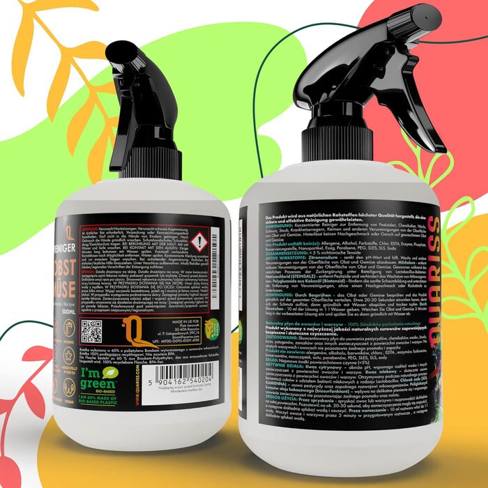 Натуральний засіб для чищення фруктів та овочів 2 x 500 мл QUARISS