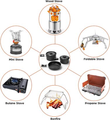 Набір посуду для кемпінгу з газовою плитою, 16 предметів Odoland