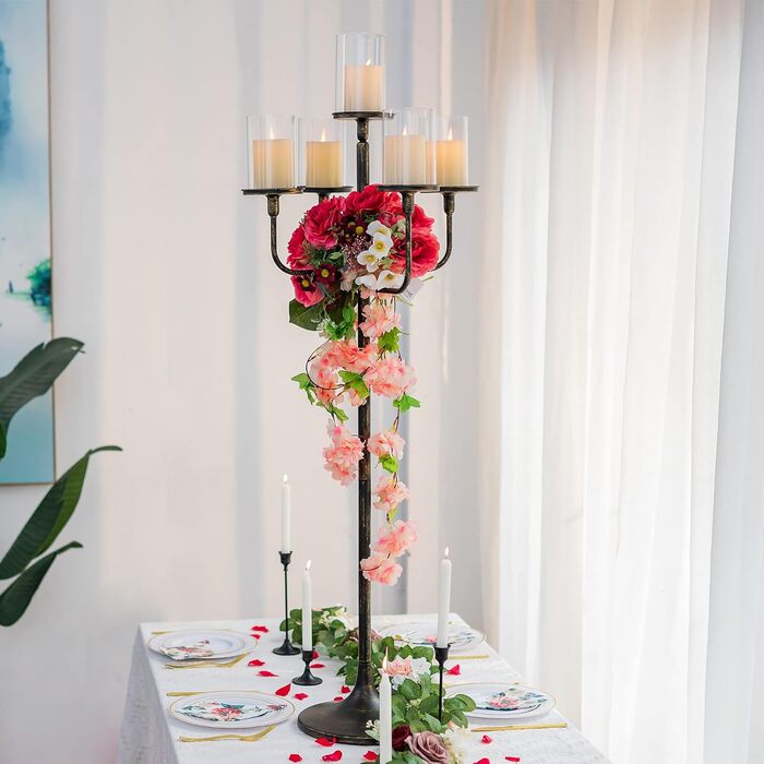 Свічник чорний, 5-рамний, висотою 122 см, чорний Sziqiqi