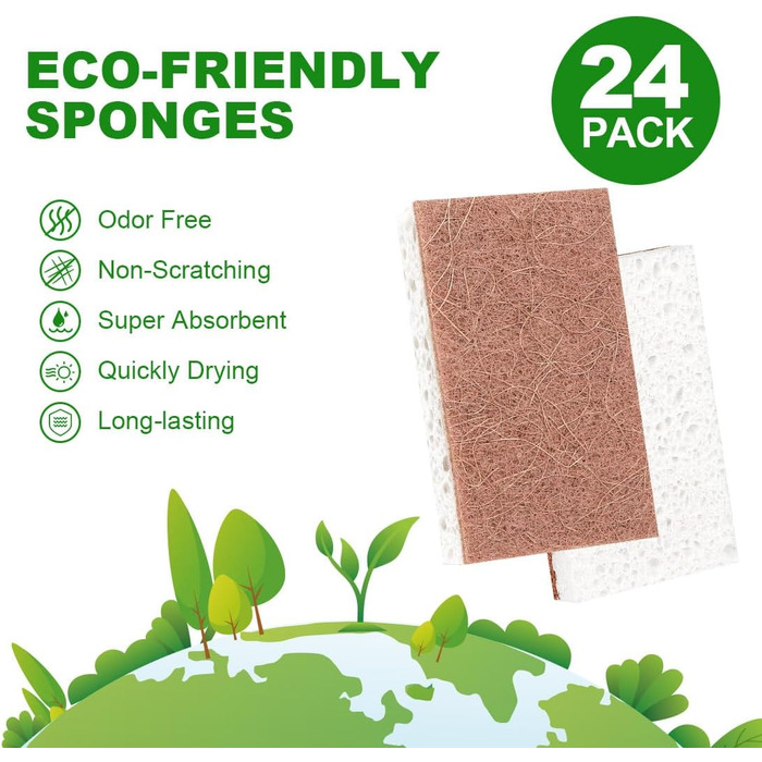 Набір натуральні губки для чищення кухні 24 шт. 10,2 x 6,1 x 2 см HOMEXCEL