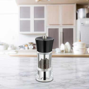 Регульований помел від дрібного до грубого, Керамічна шліфувальна машина Zassenhaus Зроблено в Німеччині , Ручний млин для перцю , Вже наповнений , Акрил чорний