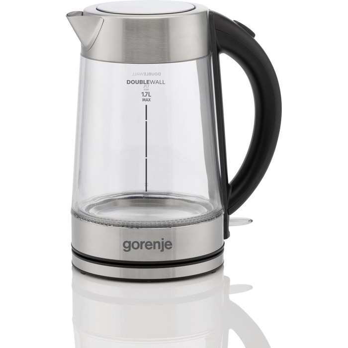 Gorenje Электрочайник 1.7л, 2,200 Вт, strix контроль, стекло, нерж