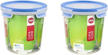 Набір контейнерів для зберігання харчових продуктів EMSA Clip & Close, прямокутні, 5 x 0,8 л, коробки для зберігання, 100 герметичні, придатні для миття в посудомийній машині, морозильної камери та мікрохвильової печі, прозорі, сині, зроблені в Німеччині,