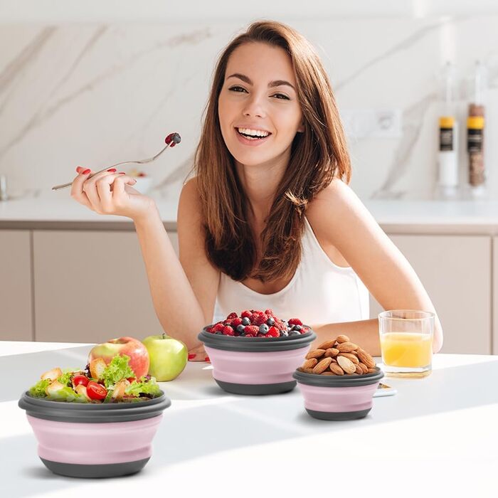 Складана миска 3 шт рожевий flintronic