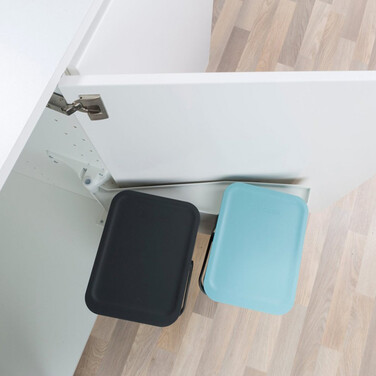 Набір вбудованих сміттєвих відер 2 х 12 л мятний / чорний Sort Go Brabantia