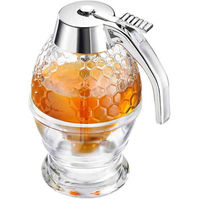 Дозатор меду Westmark з основою, ємність 200 мл, стільниковий візерунок, скло/пластик, розкішний, прозорий/сріблястий, 65132260