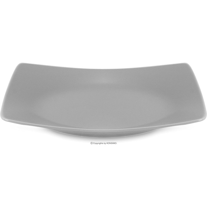 Консімо. Обідні тарілки на 6 персон - Набір з 6 тарілок - Посудомийні машини - Можна використовувати в мікрохвильовій печі - Набір керамічних тарілок - EPIRI Сучасна велика обідня тарілка - 25x25см - Чорний матовий (сірий)