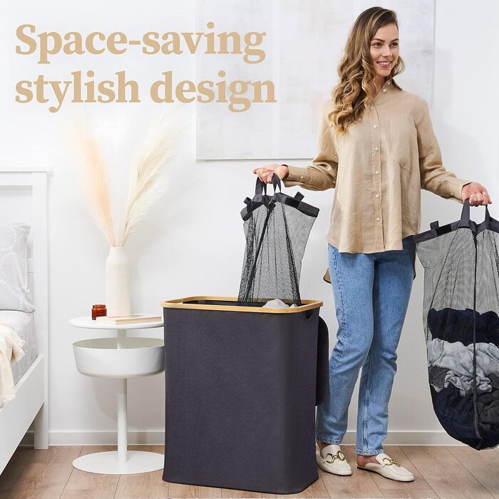 Кошик для білизни з кришкою, 2 відділення, 140 л HENNEZ