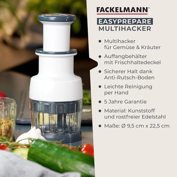Измельчитель лука с прозрачным контейнером для сбора, надежной ручкой и нескользящими ножками Fackelmann