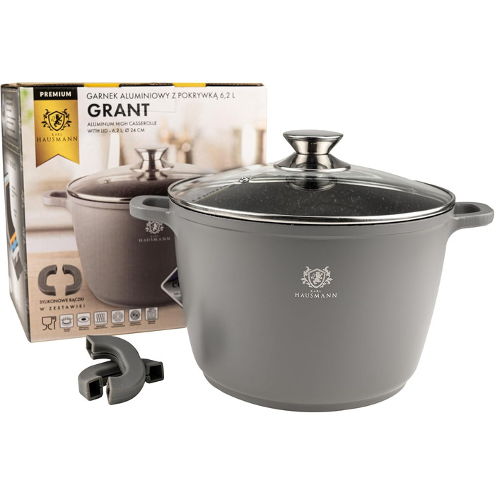 Кастрюля 6 л с антипригарным покрытием со стеклянной крышкой 24 см GRANT Karl Hausmann