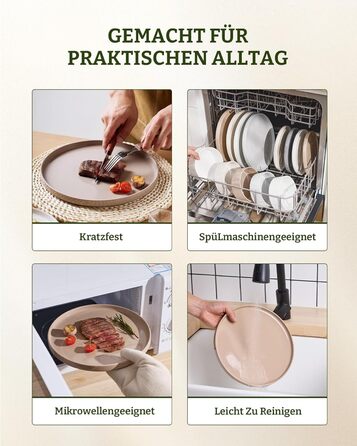 Набір посуду Richmount Nebula для 6 осіб, набір тарілок та мисок із 18 предметів, набір посуду з крапчастої кераміки, можна використовувати в мікрохвильовій печі та мийній машині, колір кориця-коричневий, сервіз Nebula для 6 осіб