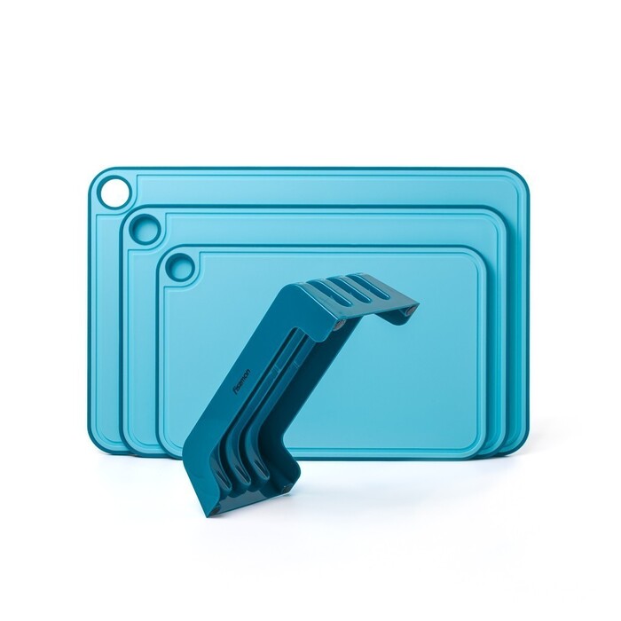 Набір з 3-х обробних дощок Fissman 41х28, 36х24, 31х20, колір СИНІЙ пластик, ТПР (8055)