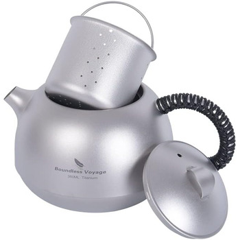 Набор титановых чайников iBasingo с фильтром, ручкой и крышкой для защиты от ожогов Офисный чайный сервиз 380 мл Набор чашек для чайника для домашнего ультралегкого кемпинга Мини-чайник Ti3109D (Ti3108d только 380 мл чайник с сетчатым пакетом)
