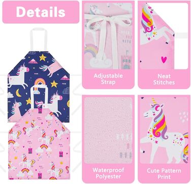 Набір дитячих фартухів 2 шт 45 х 52 см темно-синій рожевий HOTUT