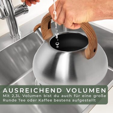 Чайник 2,3 л зі свистком, нержавіюча сталь WALDWERK