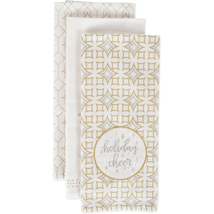 Набір декоративних кухонних рушників DII Різдвяні рушники, металеві, бавовняні, 18x28, 3 18x28&39 (18x28&39, зимовий блиск)