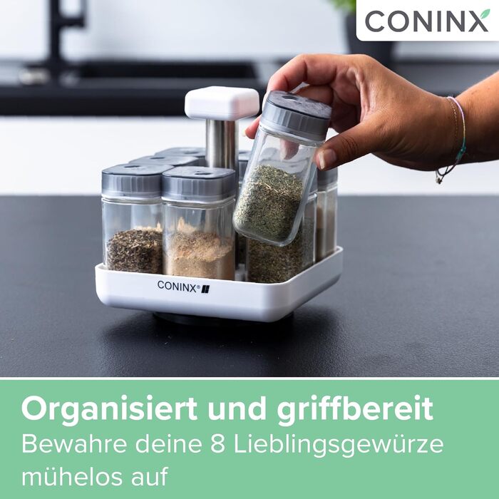 Стійка для спецій із 8 баночками для спецій Coninx