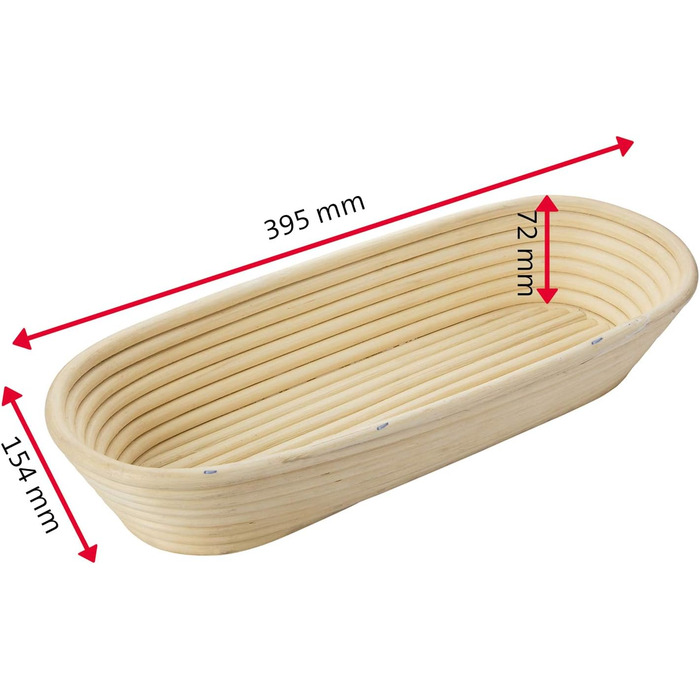 Кошик для вистоювання Westmark, для тіста для хліба вагою 1500-2000 г, овальний, довжина приблизно 40 см, ротангова тростина, світло-бежевий, 32022270 довжина одинарного 39,5 см