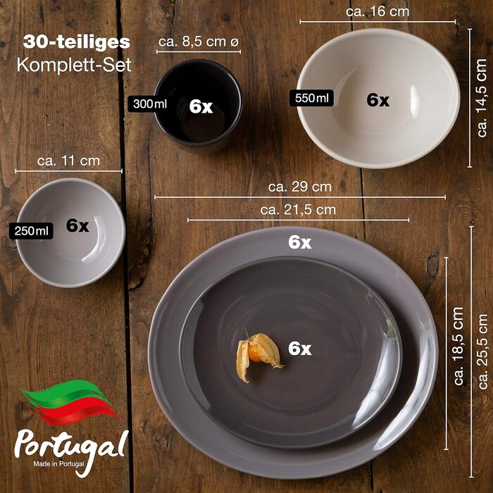 Обеденный сервиз на 6 персон, 30 предметов, серый Swing Moritz & Moritz