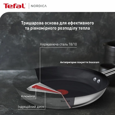 Tefal Сковорода Nordica, 28см, нержавіюча сталь