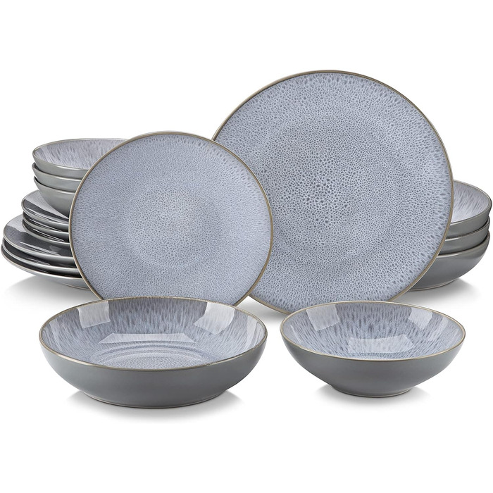 Столовий сервіз з керамограніту, ванкассо 32 предмети Карстовий комбінований сервіз з фаянсу, набір посуду вінтажного вигляду для 4-12 осіб (Karst-wt, посуд для 4 осіб)