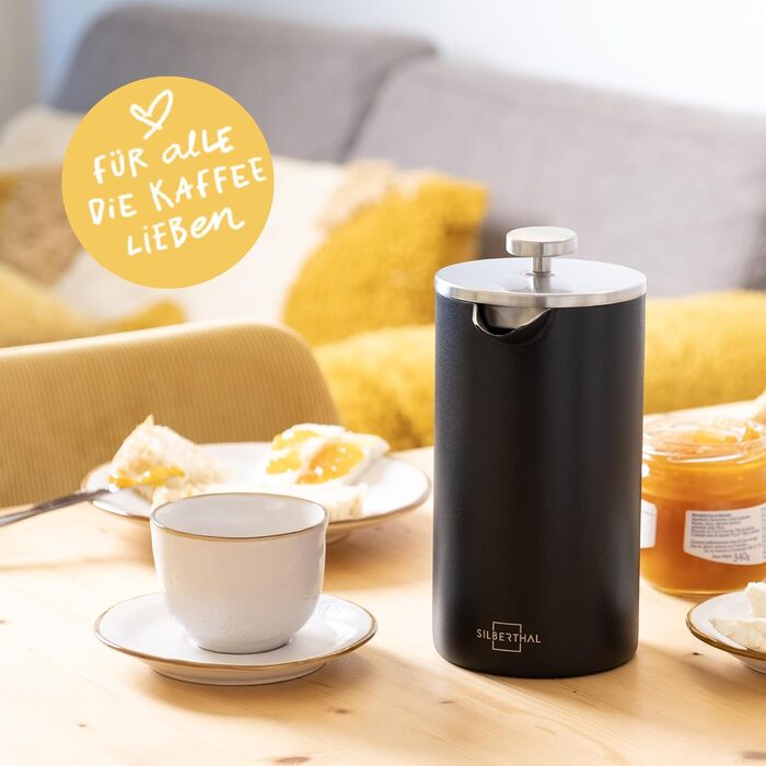 Конічна точилка для задирок SILBERTHAL - Регульоване подрібнення від грубого до тонкого - Ручна точилка з нержавіючої сталі та скла - Ідеальна ідея для подарунка (френч-прес)