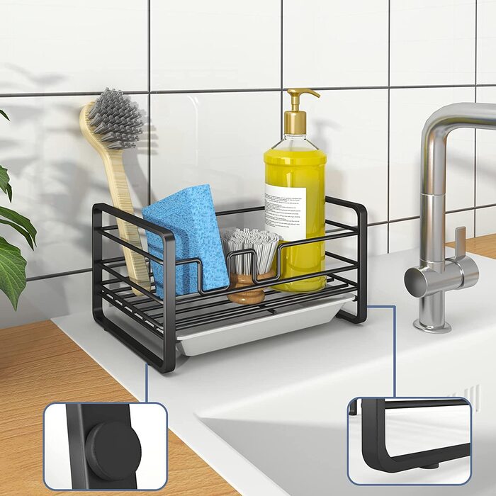 Органайзер для раковини з піддоном, чорний YOUJIA