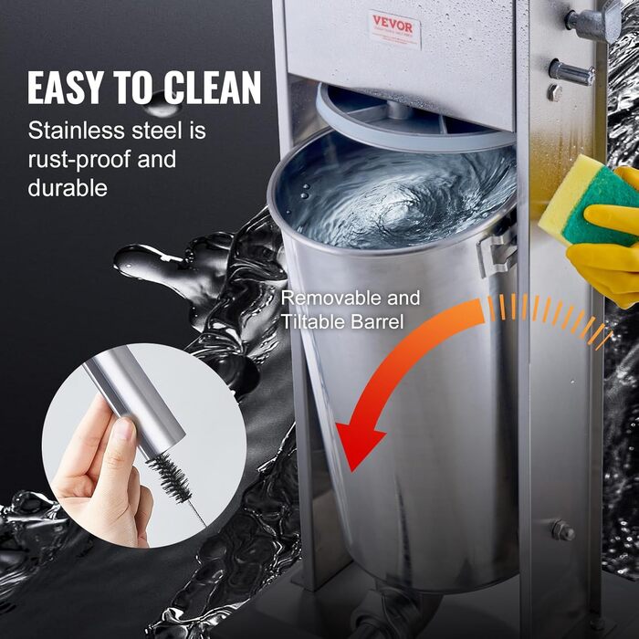 Ручна ковбасна машина VEVOR, вертикальна ковбасниця 2 л із затискачем G-типу, бочка з харчової нержавіючої сталі 304 із 2 наповнювальними трубками, машина для наповнення ковбас для кухні, ресторану, торгівлі тощо.