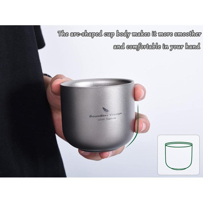 Набір чашок титанових для кемпінгу 125 мл iBasingo