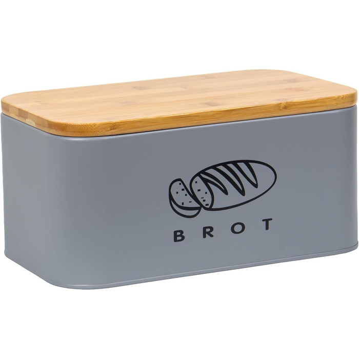 Хлібниця з кришкою 30 х 18 х 14 см сірий Theo&Cleo