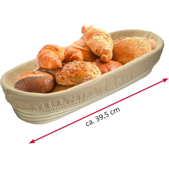 Кошик для вистоювання Westmark, для тіста для хліба вагою 1500-2000 г, овальний, довжина приблизно 40 см, ротангова тростина, світло-бежева, 32022270 (набір з 2 шт. , довжина 39,5 см)