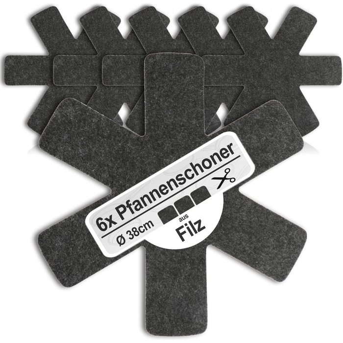 Набір з 6 фетрових підставок під гаряче 38 см, чорний Com-Four