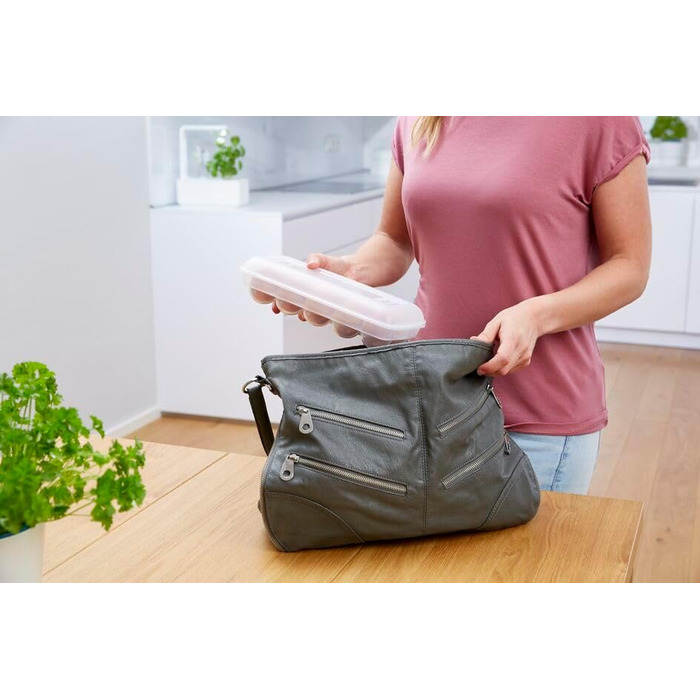 Набір контейнерів для зберігання продуктів EMSA Clip & Close, прямокутні, 5 x 0,8 л, коробки для зберігання, 100 герметичні, придатні для миття в посудомийній машині, морозильної камери та мікрохвильової печі, прозорі, сині, зроблені в Німеччині, N10307 (