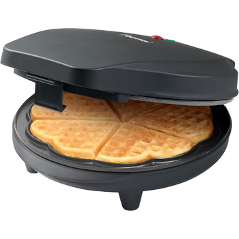 Вафельниця Bestron для класичних вафель у формі серця, вафельниця у формі серця з антипригарним покриттям та підсвічуванням випікання, вафельниця з колекції Sweet Dreams, 700 Вт, колір (матовий чорний)