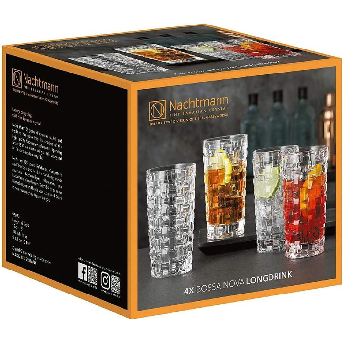 Набір склянок для лонг-дринків 0,4 л, 8 предметів, Bossa Nova Nachtmann