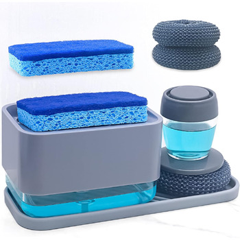 Диспенсер для миючого засобу для кухонної раковини з тримачем для губки HvOvMvE