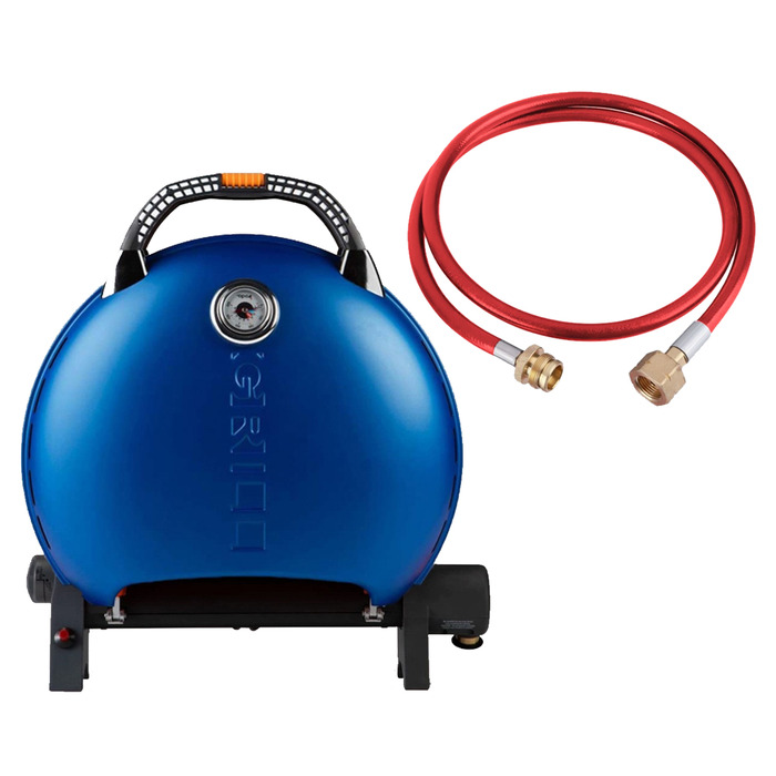 КОМПЛЕКТ Портативний переносний газовий гриль O-GRILL 600T, синій + шланг в подарунок! Код: 011678